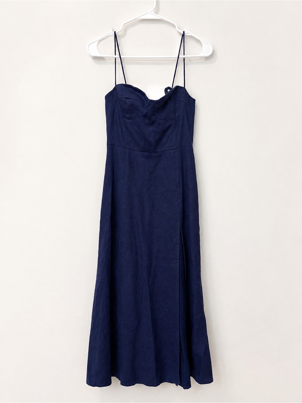 Reformation Navy Blue Bustier Maxi Dress size 0